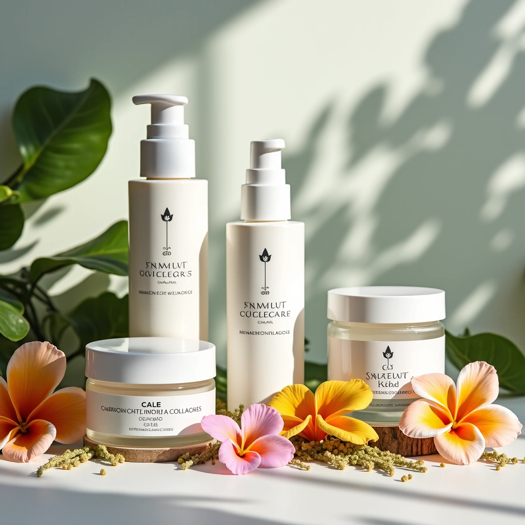 Natural skincare products with hyaluronic acid and collagen